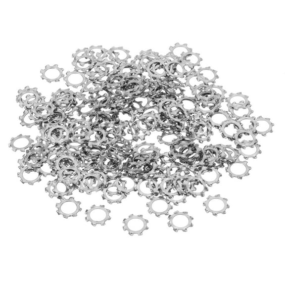 200 Pack 304 Stainless Steel External Tooth Lock Washers, M6 Star Locking Washers for Screw Bolt Mechanical Equipment Fasteners, Silver