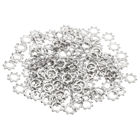 200 Pack 304 Stainless Steel External Tooth Lock Washers, M8 Star Locking Washers for Screw Bolt Mechanical Equipment Fasteners, Silver