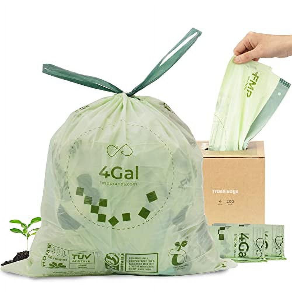 200 Counts 4 6 Gallon Biodegradable Trash Bags Small Can Liners 4 5 6 Gal  Waste Basket Bags Bin Liners Bathroom Bedroom Kitchen Unscented Tear Resist