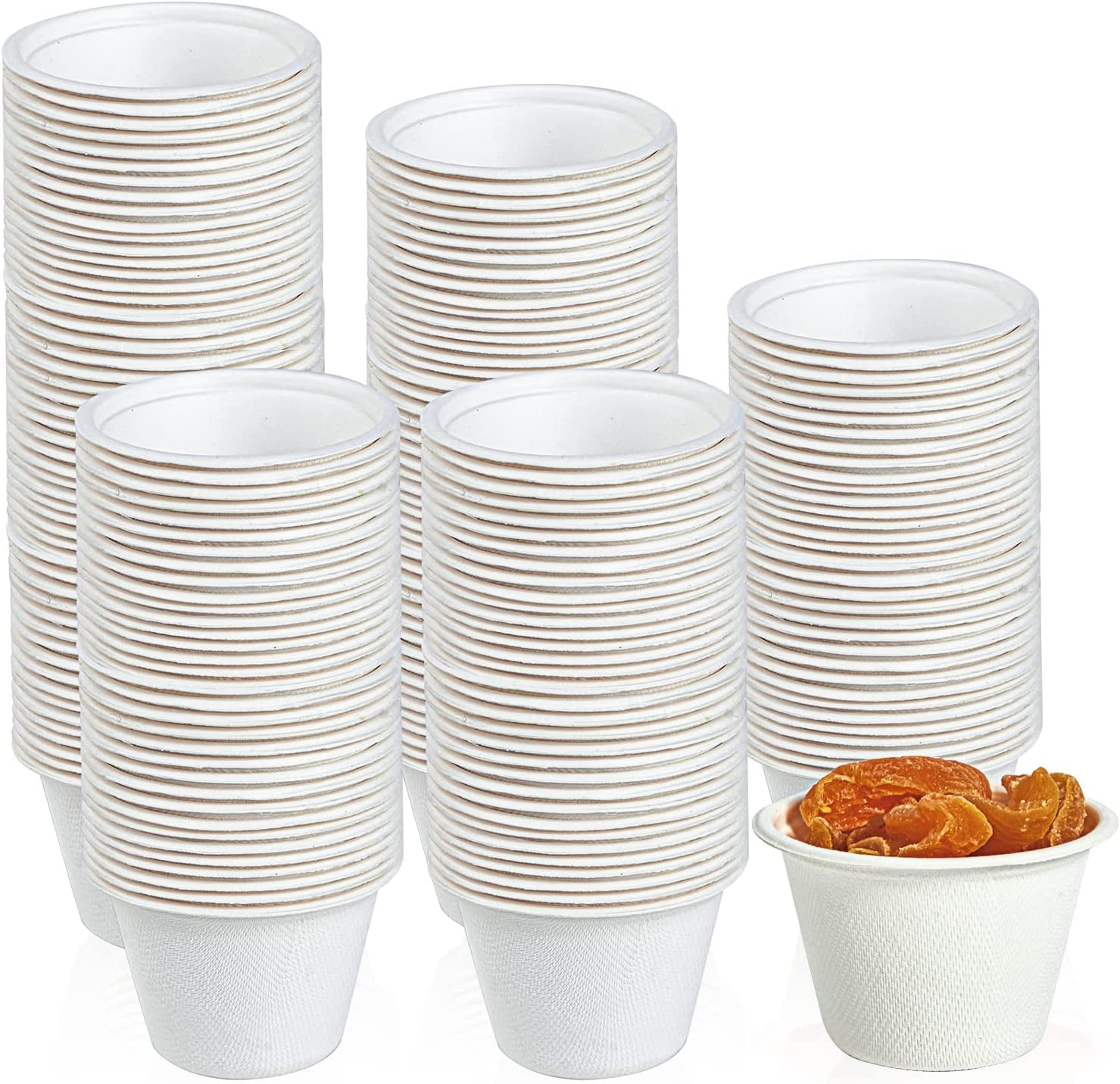 200 Pack 4 oz Compostable Portion Cups, 100% Biodegradable Souffle Cups, Disposable Paper Cup ...