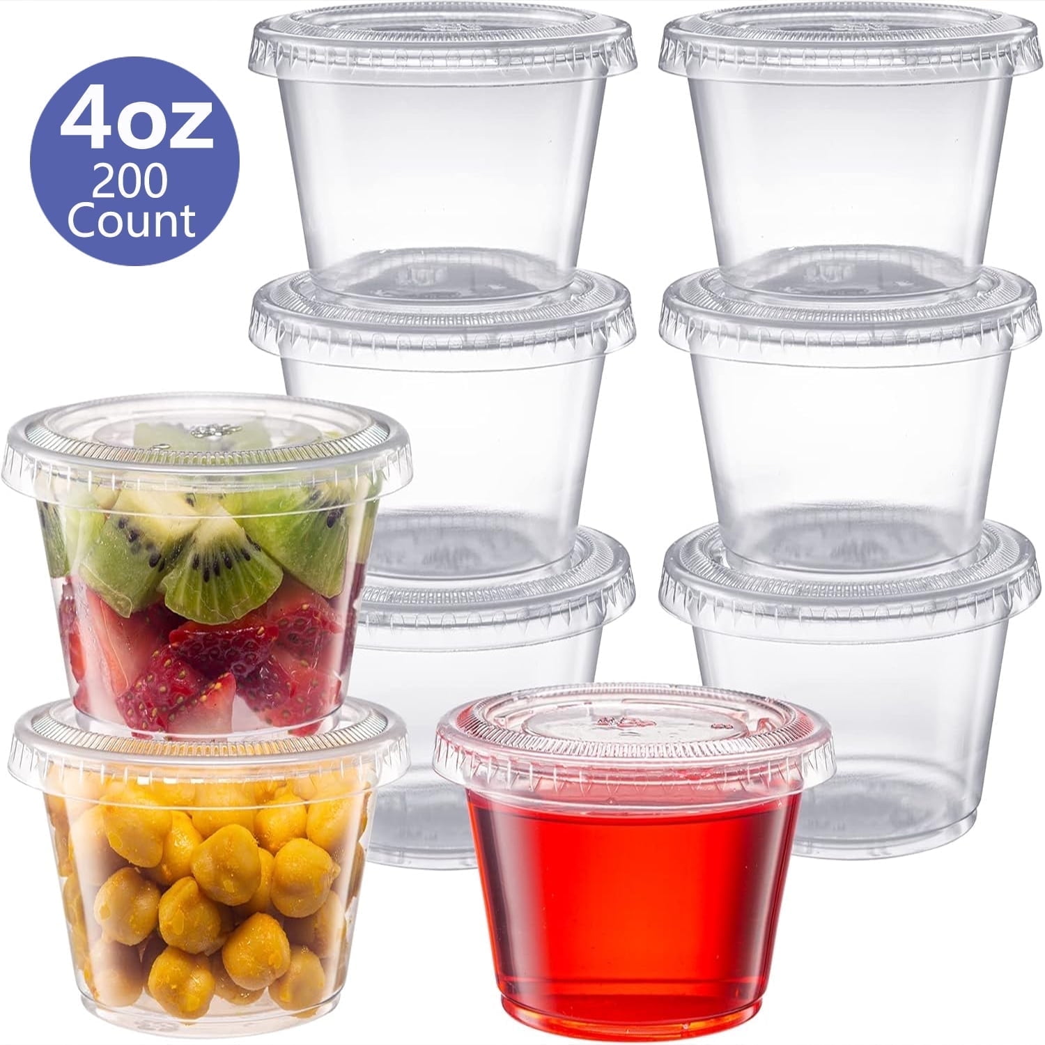200 Pack 4 oz Sauce Cups with Lids – Leak-Proof Disposable Condiment ...