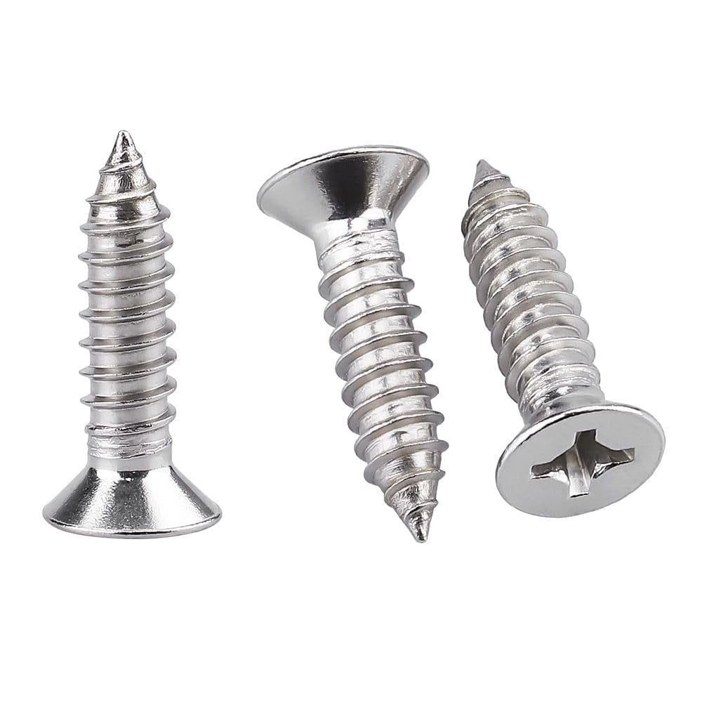 BCP Fasteners 100-Pack #4 X 1/2 Inch Flat Head Phillips Wood Screws, 304 Stainless Steel