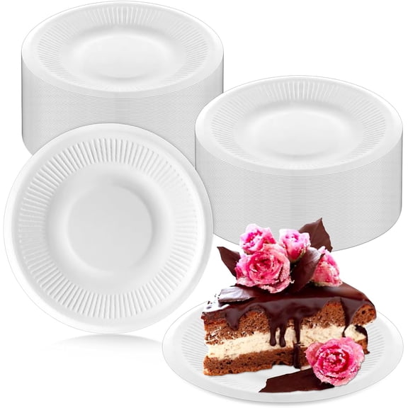 200 Pack 5 Inch Small Paper Plates,Bulk Disposable Plates Sugarcane Bagasse Fiber Tiny White Round Paper Cake Plate Mini Dessert Appetizer Plate for Party Snack,Cat Feeding