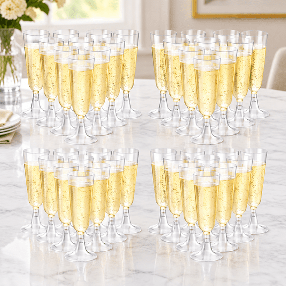 200 Pack 5 oz Plastic Champagne Flutes, Disposable Shatterproof Champagne Glasses Toasting Wine Glasses Cocktail Cups for Wedding, Parties, New Year's Eve for Celebration(Clear)