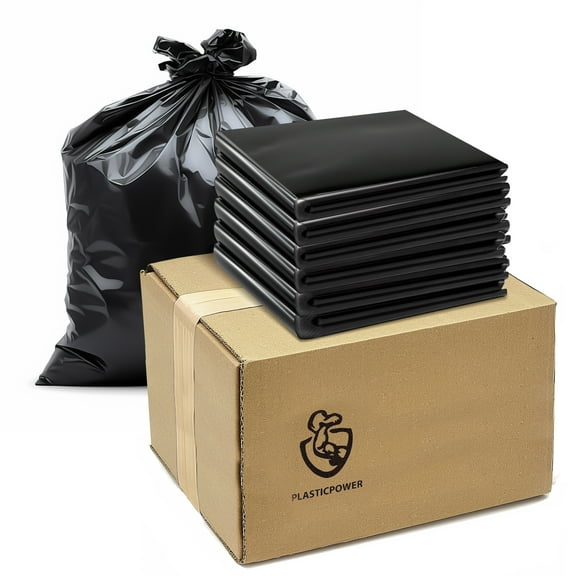 200-Pack 55-60 Gallon Heavy Duty Trash Can Bags - 2 Mil Thickness, Ultra Durable, Leak Proof, Black - Ideal for Kitchen, Commercial, Building, Sanitation, Hotel, Property - Made in the USA-36200