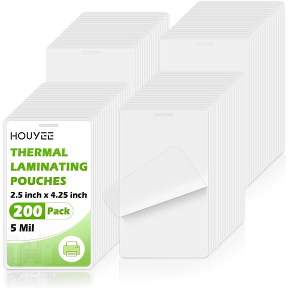 200 Pack 5Mil Thermal Laminating Pouches, 2.5x4.25 Inches ID Badge Size Laminate Pouches with Hole, Ultra Clear Laminating Sheets, HeatSeal Laminator Pouches for ID Cards, Name Tags, Office Use