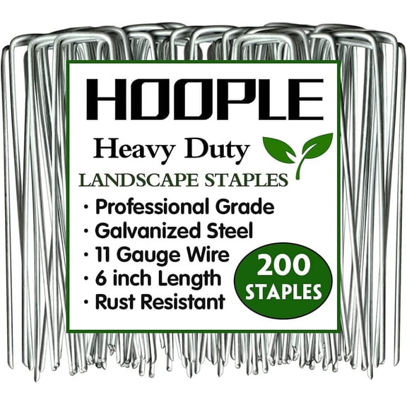 200 Pack 6in Gauge Heavy Duty U-Shaped Securing Stakes Pins Garden Stakes Pins-Sod Fence Staples for Anchoring Weed Barrier and Landscape Fabric, Netting, Irrigation Hoses, Ground Mat,