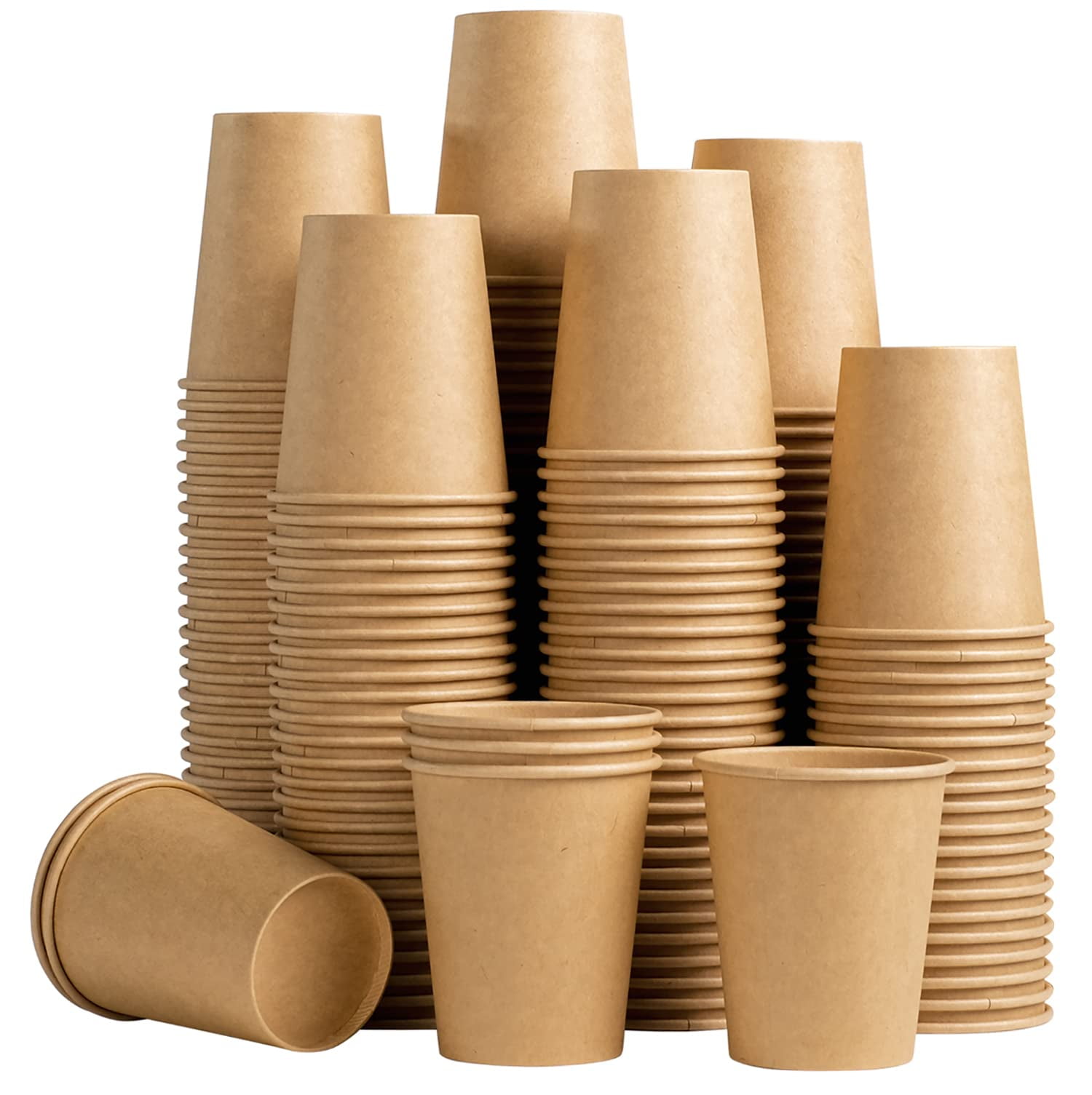 200 Pack 8 OZ Kraft Paper Cups Brown Disposable Coffee Cups Leakproof
