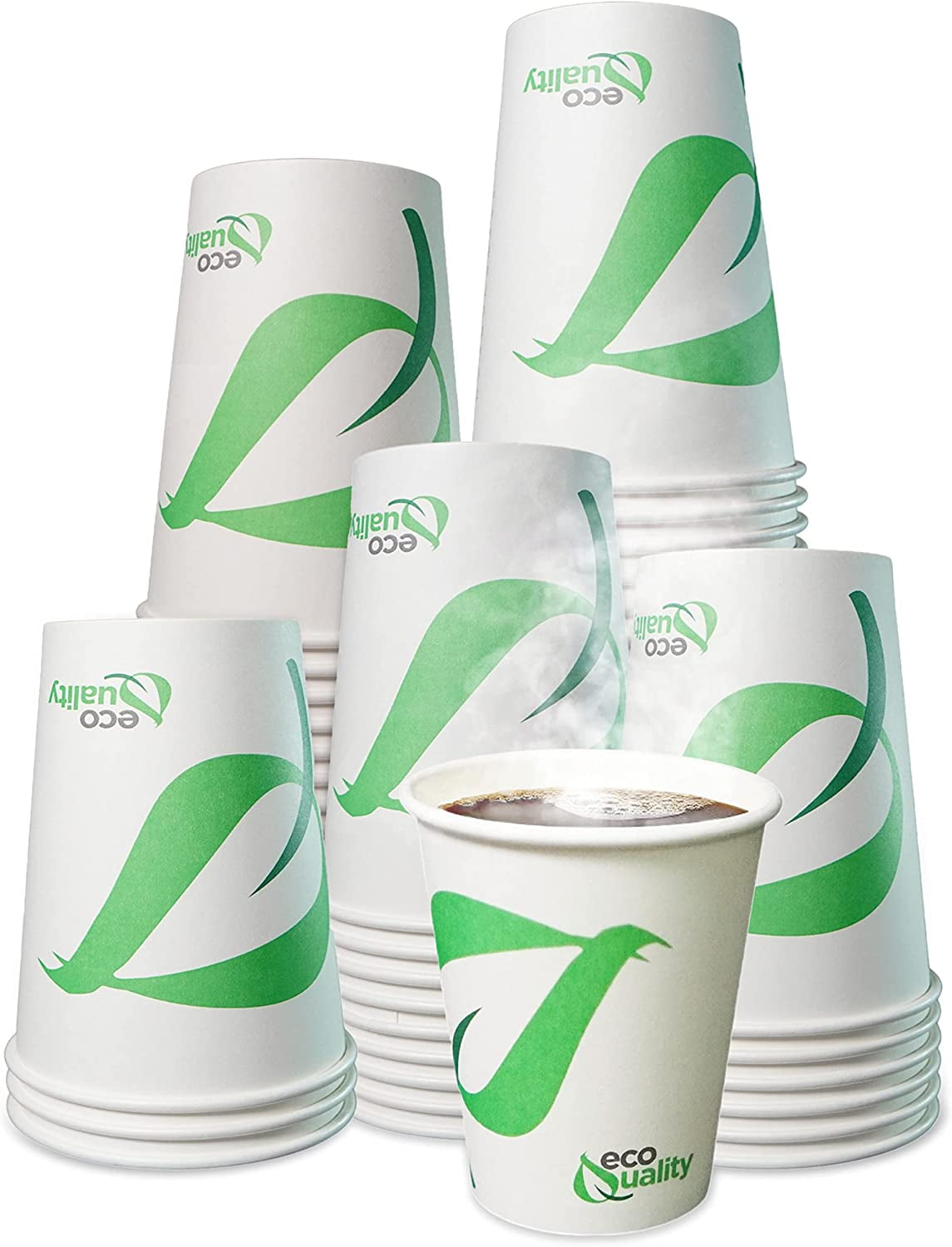 [200 Pack] 8 oz Compostable Paper Cups - Biodegradable Disposable White ...