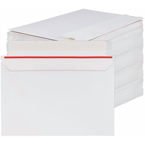 200 Pack 9.8x 6.5 Inch Rigid Mailers, 250 gsm Self Seal White Cardboard Envelopes, Stay Flat Envelopes for Files, Photos, Pictures, Papers$$Office