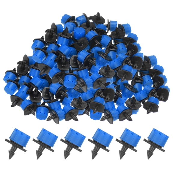200-Pack Adjustable Irrigation Dripper, 1/4 Inch Barbed Emitter Drip Sprinklers Garden Watering System [Blue]