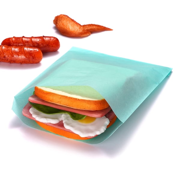 200 Pack Aqua Blue Flat Greaseproof Paper Sandwich Bags for Bakery Treats Christmas Chocolate Party Favor 6¾x8 Inch