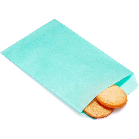 200 Pack Baby Blue Flat Greaseproof Paper Treat Bags for Cookie Bakery Candies Dessert Chocolate Party Favor 5 x 7 Inch