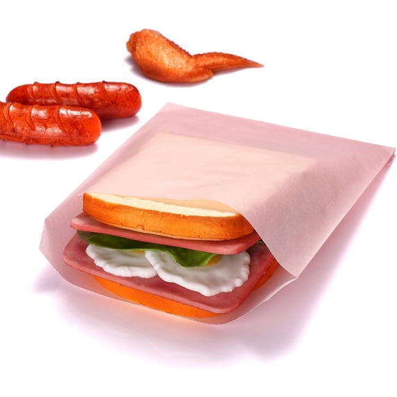 200 Pack Baby Pink Flat Greaseproof Paper Sandwich Bags for Bakery Treats Christmas Chocolate Party Favor 6¾x8 Inch