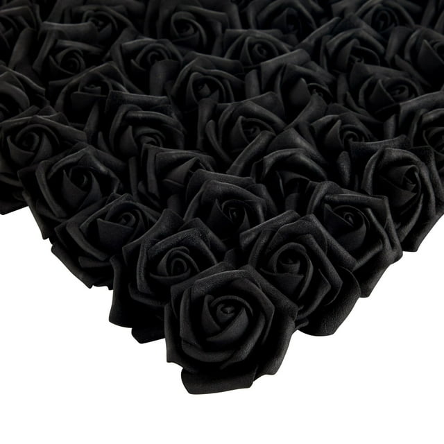 200 Pack Black Roses Artificial Flowers for Decoration, Stemless Fake