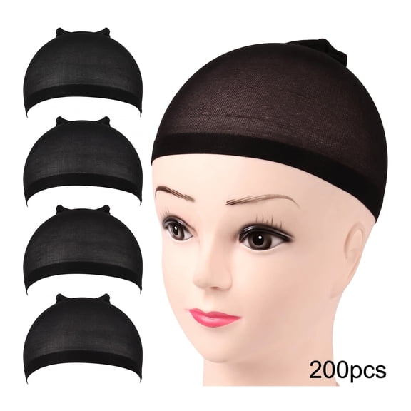 200 Pack Black Stretchy Wig Caps, Soft Nylon Wig Liners Hair Net Caps for Women Cosplay Daily Wig Wear
