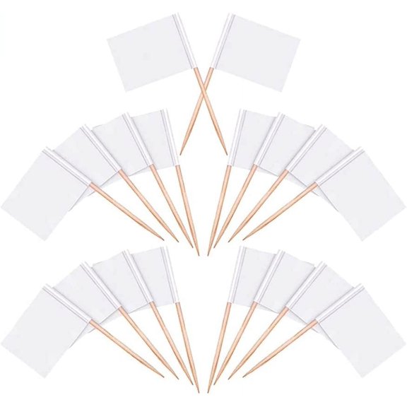 200 Pack Blank Toothpick Flags Cheese Markers White Flags Labeling Marking for Party Cake Food Cheeseplate Appetizers