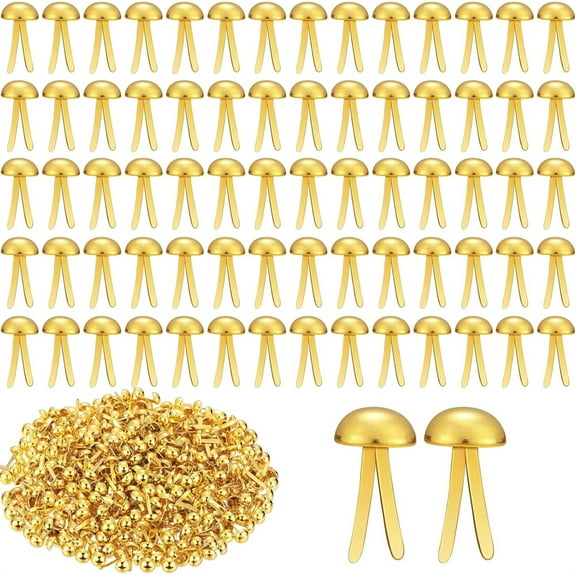 200 Pack Brass Brads Round Fasteners,Metal Paper Fasteners,Mini Brads Split Pins,Round Head Brass Fasteners,for DIY Crafting Art Handicraft Project Supplies 0.3 x 0.6 Inch Gold