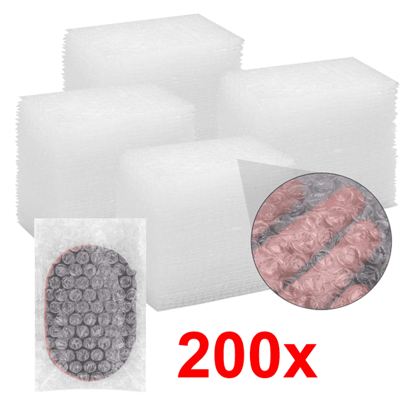 200-Pack Bubble Bags, Double Walled Extra Thick Bubble Wrap Pouches, Reusable Shipping Protection for Jewelry, Makeup, Electronics, 3.9x5.9 inch