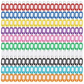 200 Pack Colored Plastic Key Tags with Labels & Split Rings, Name ID Markers, Multipurpose Identifiers for Keys, USB Drives, Pets, Bags and Luggage