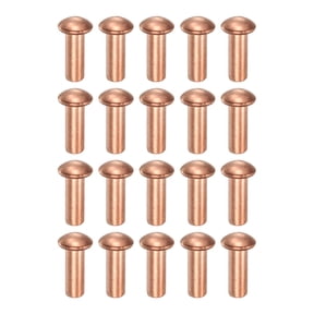 200 Pack Copper Solid Rivets, 0.12"x0.31" Half Round Head Rivet Metal Fasteners