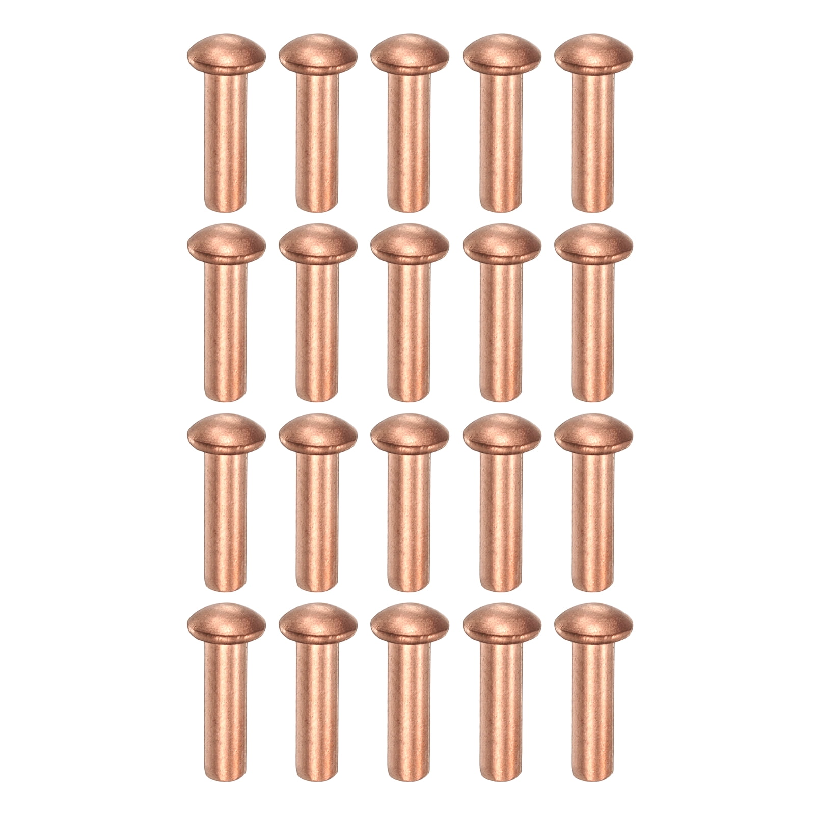 200 Pack Copper Solid Rivets, 0.12"x0.39" Half Round Head Rivet Metal Fasteners