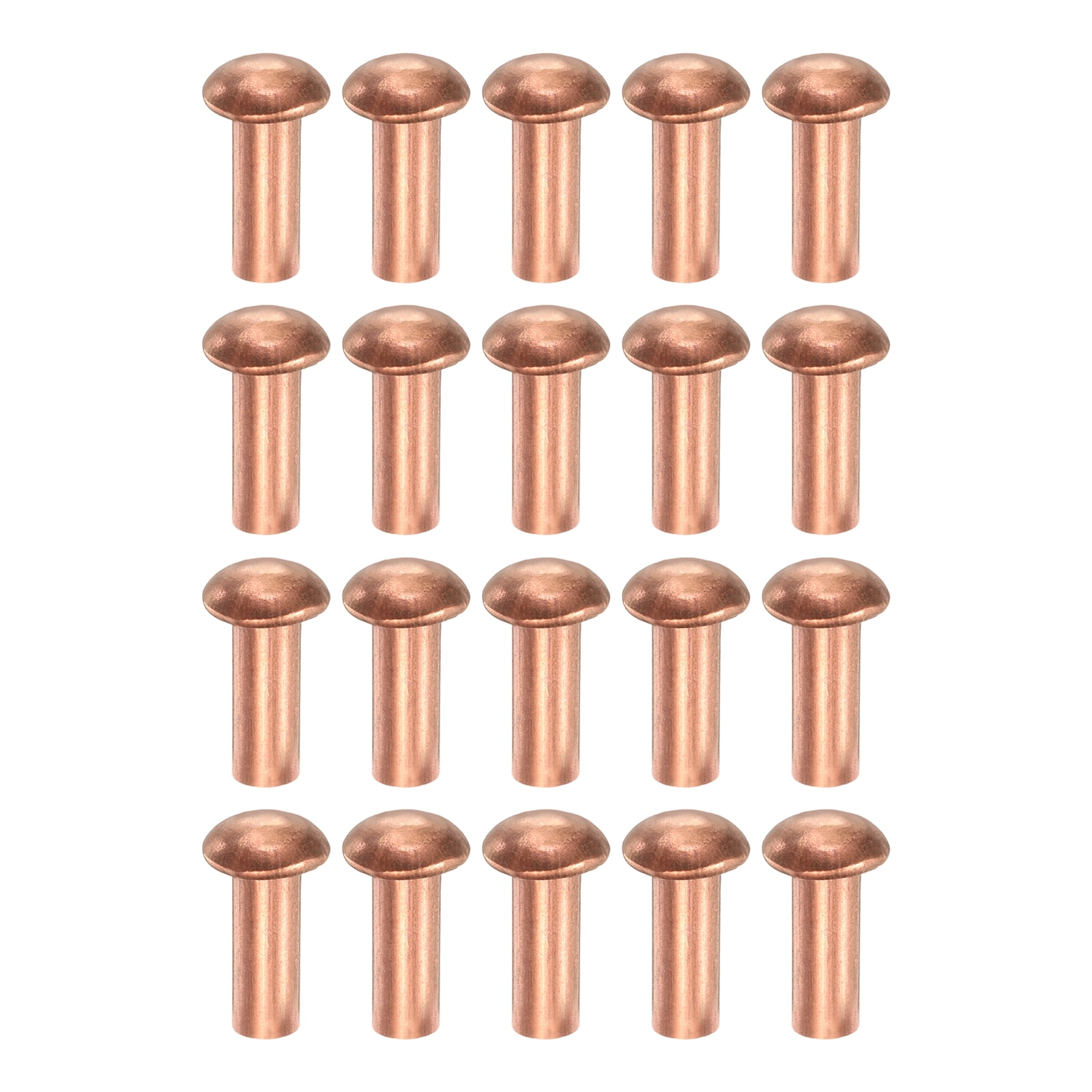 200 Pack Copper Solid Rivets, 0.16"x0.39" Half Round Head Rivet Metal Fasteners