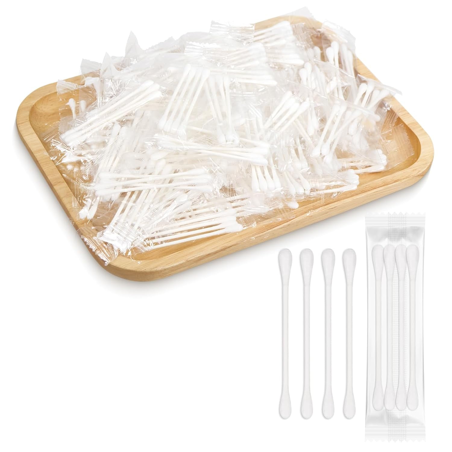 200 Pack Cotton Swabs, Individually Wrapped Cotton Swab, Individually Wrapped Double Tipped Paper Sticks for Ear, Make-up (200 pack(4pcs per Bag))