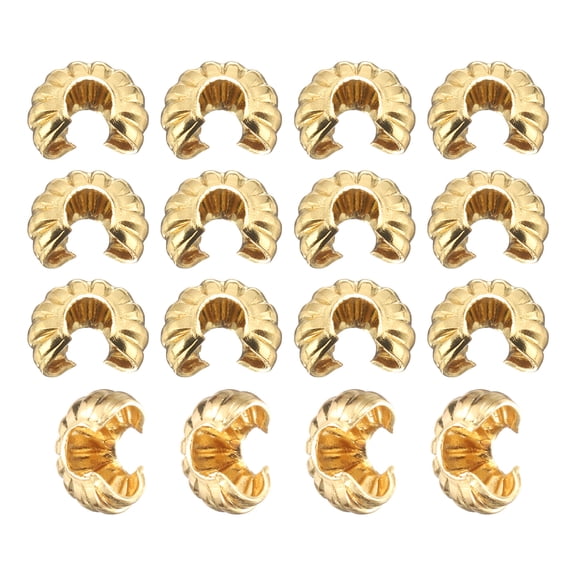 200 Pack Crimp Bead Covers, 3mm/0.12" Half Round Open Crimp Beads Knot Cover for Jewelry Making, Light Gold
