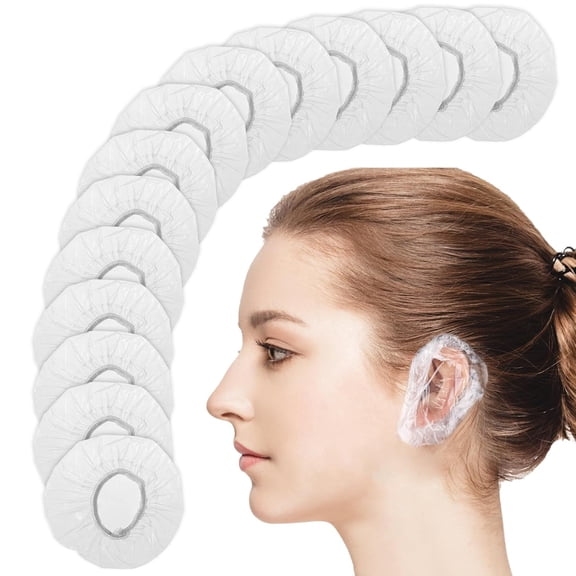 200 Pack Disposable Ear Covers for Shower, Waterproof Plastic Ear Caps for Hair Dye-Ear Shower Caps for Bathing Spa Salon Home and Travel