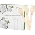 thumbnail image 1 of 200 Pack Disposable Wooden Forks, 6.2 Inch Biodegradable Birchwood Cutlery, Splinter-Free & Sturdy Compostable Utensils Bulk for Weddings, Desserts, Parties, Catering & Office Lunch, 1 of 4