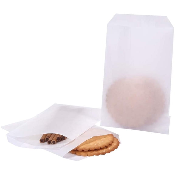 200 Pack Flat Glassine Paper Treat Bags 4x6 for Bakery Cookies Candies Dessert Chocolate Party Favor