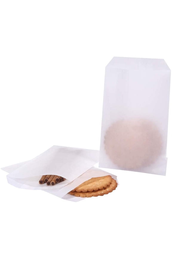 200 Pack Flat Glassine Paper Treat Bags 4x6 for Bakery Cookies Candies Dessert Chocolate Party Favor