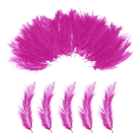 200 Pack Fluffy Turkey Marabou Feather,Hot Pink Natural Turkey Feather