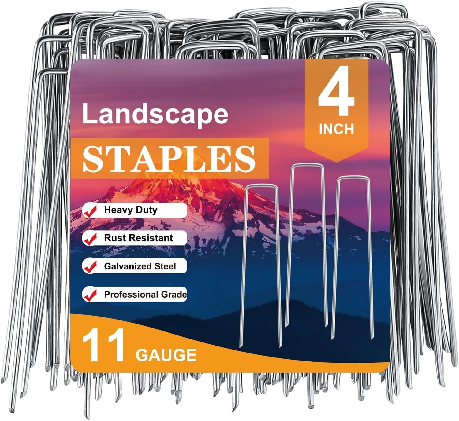 200 Pack Galvanized Landscape Staples Garden Stakes Plant Cover Stakes ...