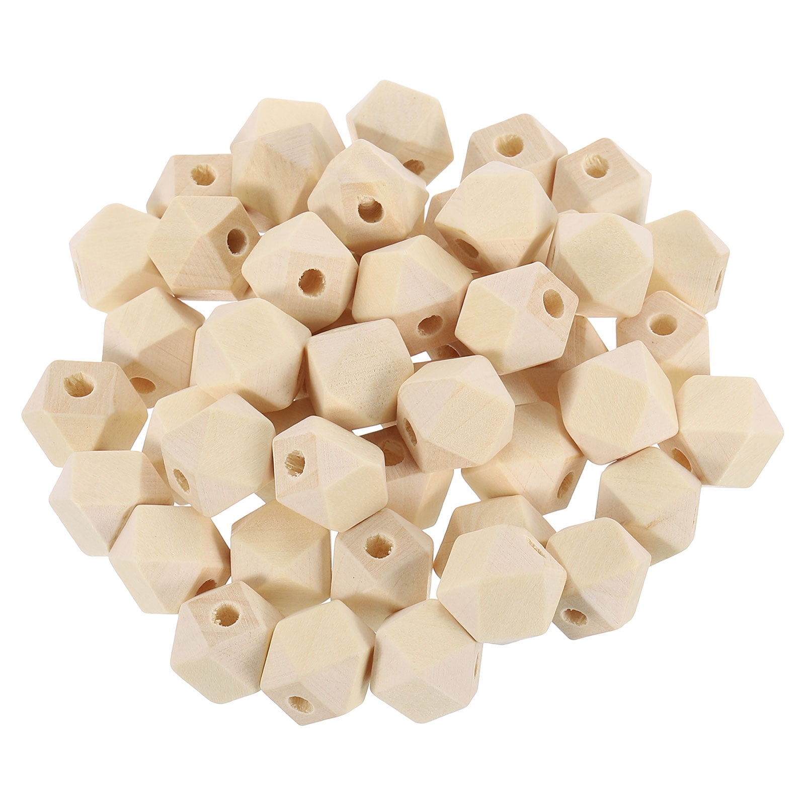200 Pack Geometric Wood Beads, 14mm/0.55inch Natural Color Loose Spacer Beads