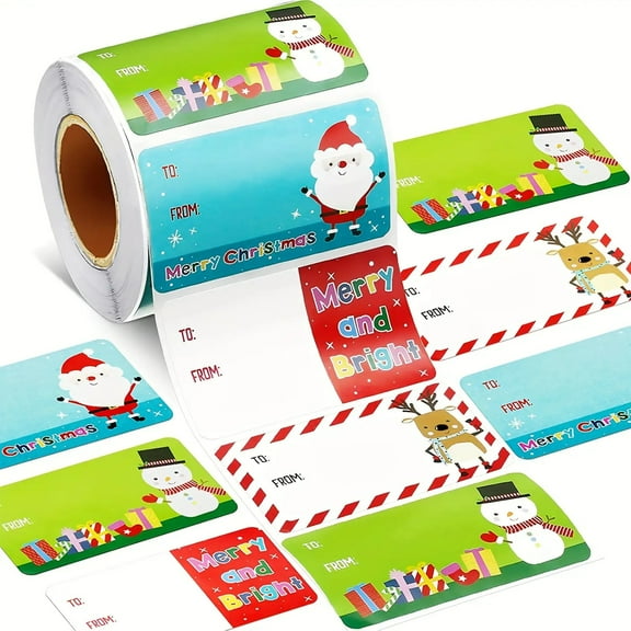 200-Pack Holiday Sticker Roll – 10 Festive Christmas Designs for Gift Wrapping, Cards & DIY Crafts｜Self-Adhesive Labels for Holiday Parties & Creative Projects