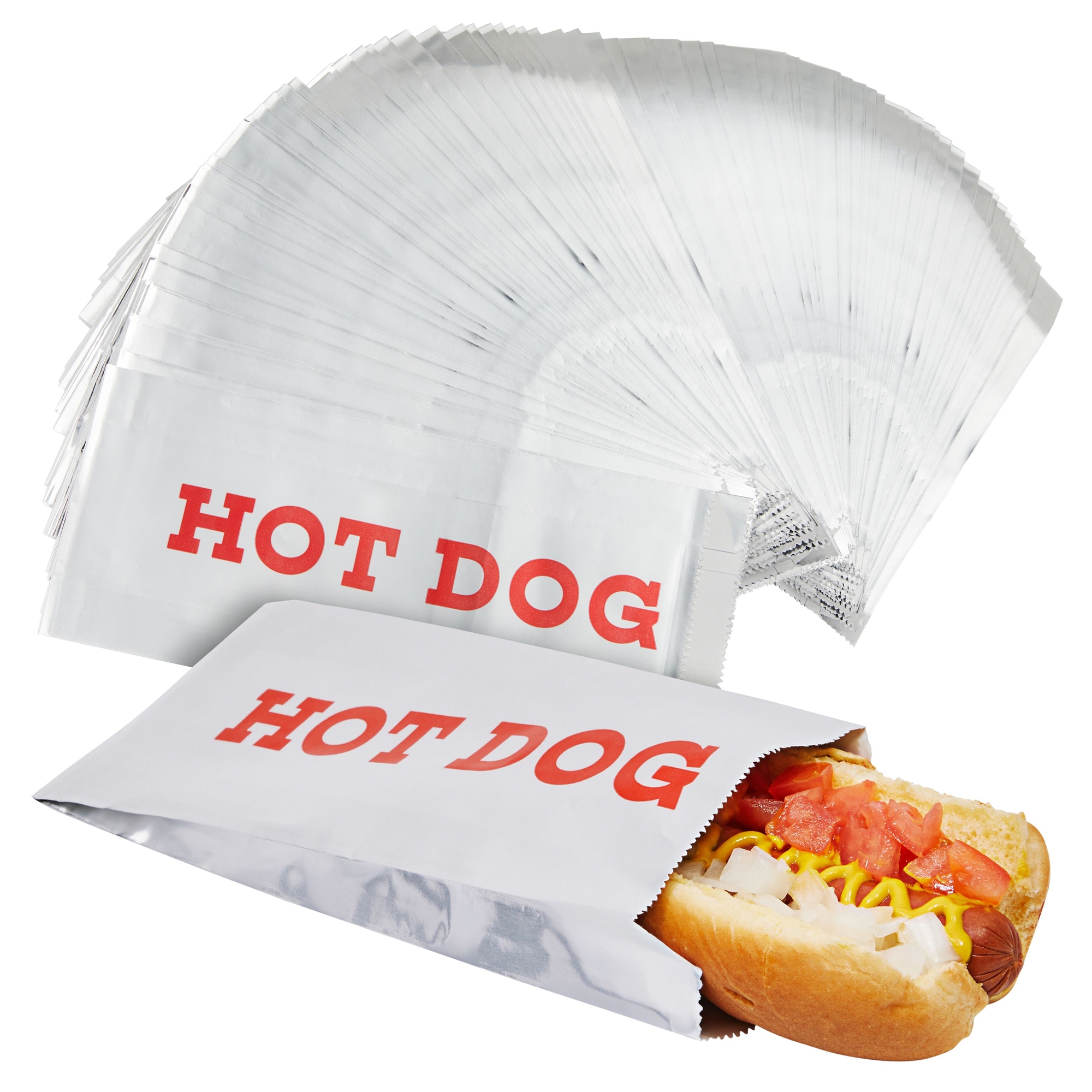 [250 Pack] Hot Dog Foil Wrapper Bags - 3.5x1.5x9” Classic Printed ...