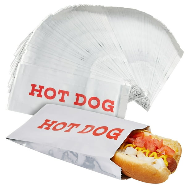 200 Pack Individual Hot Dog Foil Wrappers for Food Trucks, Concession