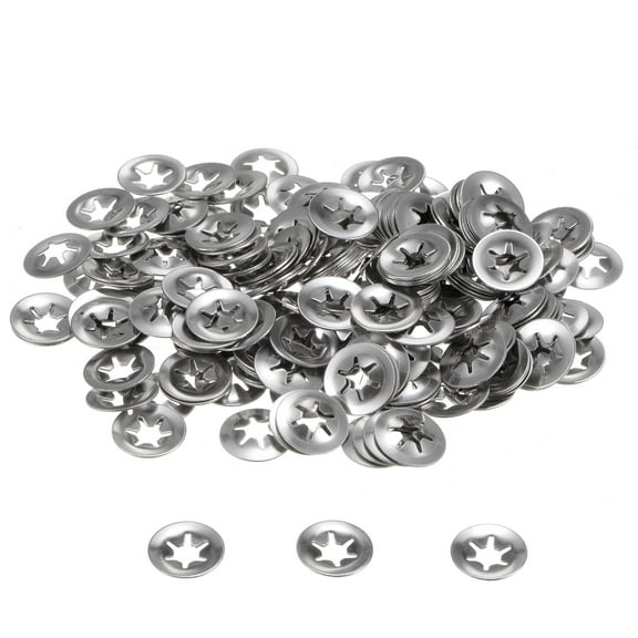 200 Pack Internal Tooth Star Lock Washers M4 Quick Speed Locking Washers, 304 Stainless Steel Starlock Push Nuts
