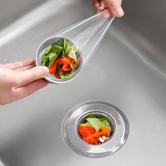 200 Pack Kitchen Sink Strainer Mesh Bag, Anti-Cl ng Disposable Sink Drain Covers, Kitchen Essentials Sink Filter Nets, Fits Most Sink Strainers (4.0 x 4.0 Inch)