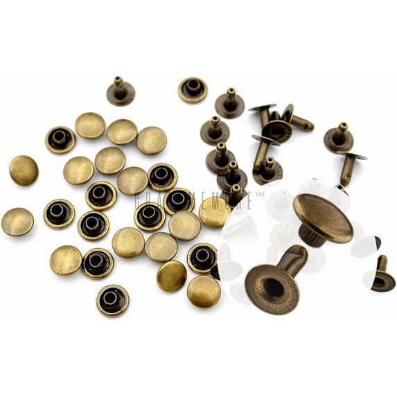 200 Pack Leather Rivets Single Cap Rapid Rivet Metal Stud Fasteners Round Cap for Bag Belt Wallet Leather Craft (Antique Brass, 6MM)