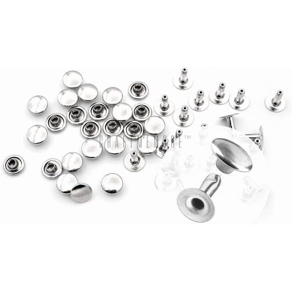 200 Pack Leather Rivets Single Cap Rapid Rivet Metal Stud Fasteners Round Cap for Bag Belt Wallet Leather Craft (Silver, 4MM)