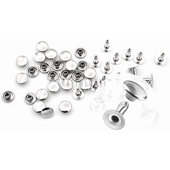 200 Pack Leather Rivets Single Cap Rapid Rivet Metal Stud Fasteners Round Cap for Bag Belt Wallet Leather Craft (Silver, 4MM)