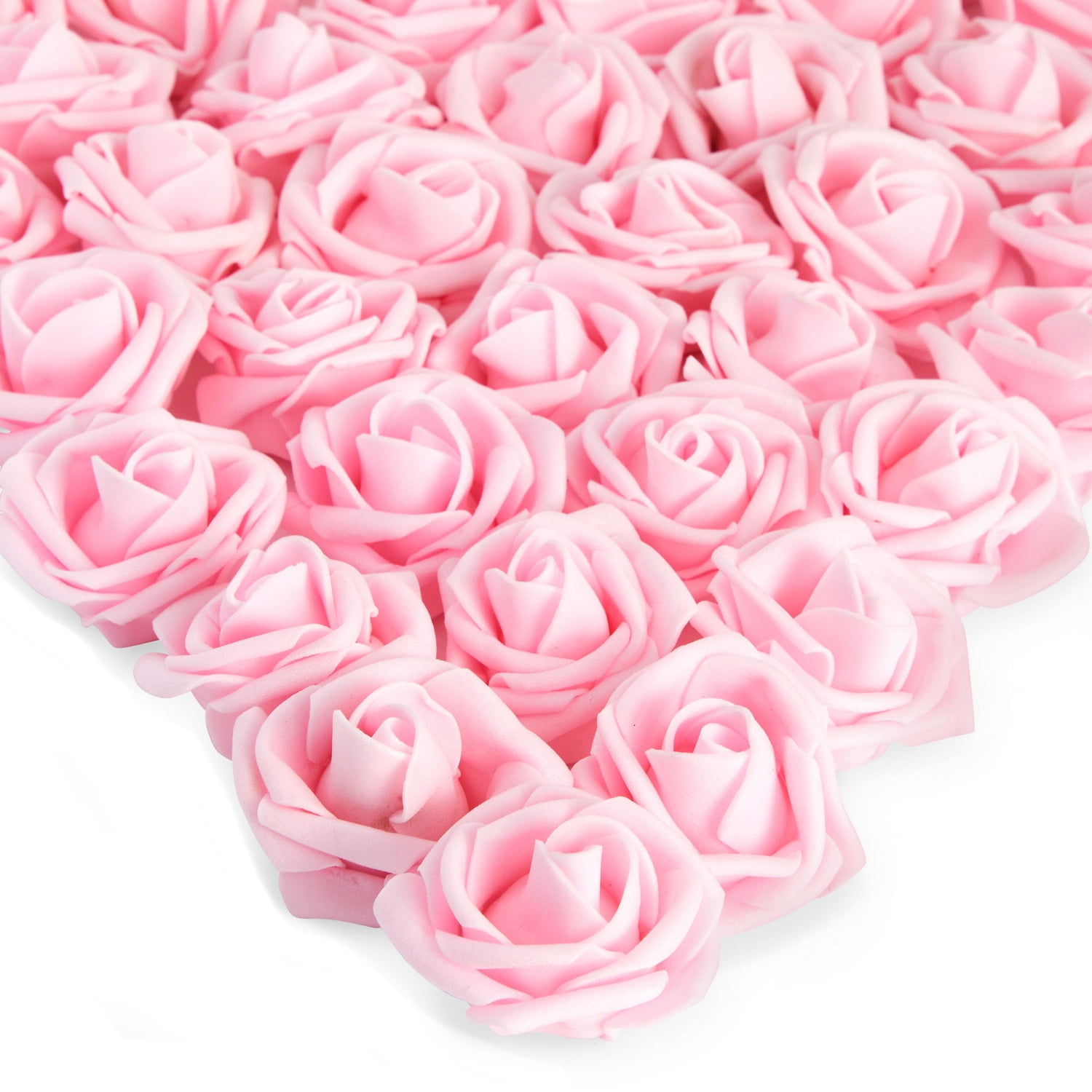 Bright Creations Light Pink Roses Artificial Flowers for Decoration, Stemless Fake Foam Rose Heads for Bridal Shower, Wedding (2 Inches) - Pack of 200 Foam Flowers - Artificial Roses Bulk