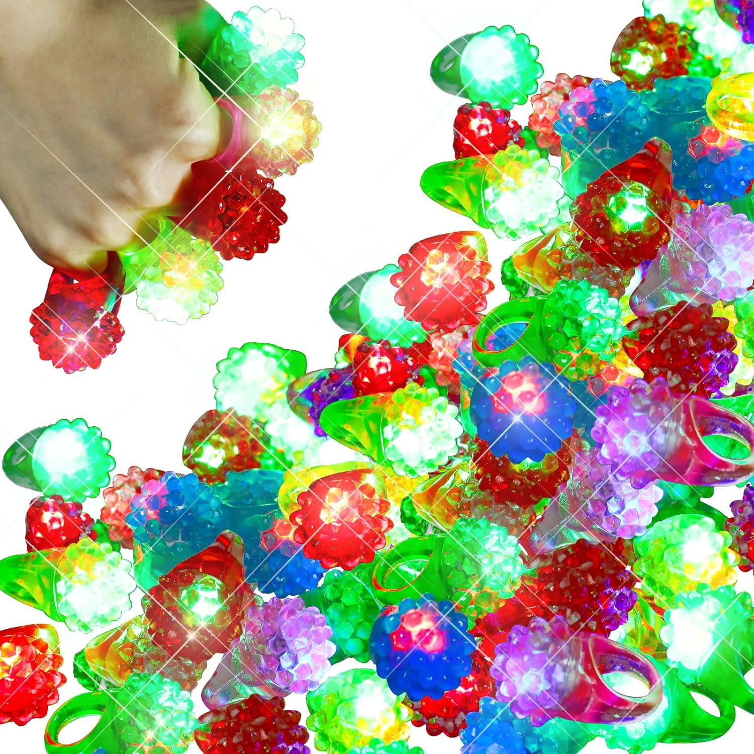 200 Pack Light up Rings Novelty Glow In The Dark Rings In 6 Colors ...
