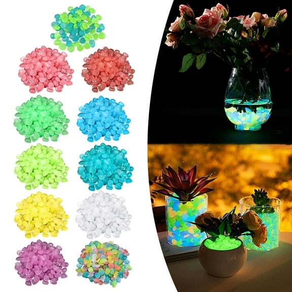 200-Pack Luminous Aquarium Pebbles, Dark Glow Garden Rocks for Fish Tank Decor and DIY Home Landscape Projects