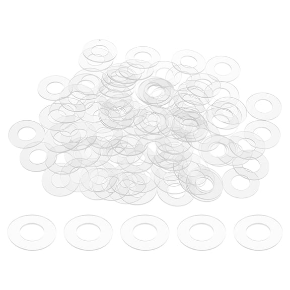 200-Pack M12 Flat Washers, 12mm ID 24mm OD 1mm Thick Clear Plain Plastic Washer Grommets