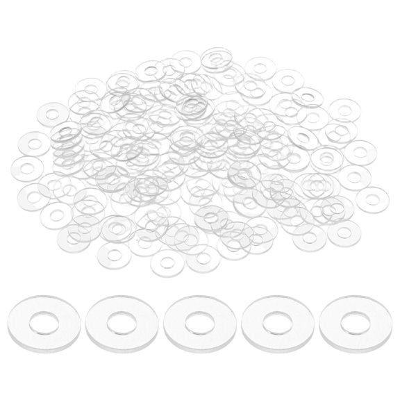 200-Pack M4 Flat Washers, 4mm ID 10mm OD 1mm Thick Clear Plain Plastic Washer Grommets