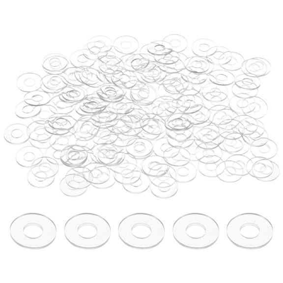 200-Pack M5 Flat Washers, 5mm ID 12mm OD 1mm Thick Clear Plain Plastic Washer Grommets